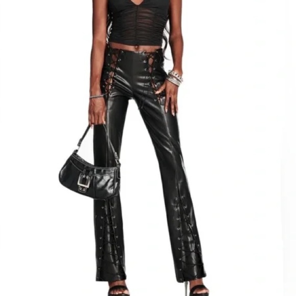 I AM GIA lace up leather pants